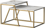 Vicco Myra kohvilaudade komplekt, marmorist valge/kuldne, 60 x 50 cm, 2 tk.