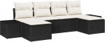 6-teiliges Garten Diivan Set mit Kissen Schwarz Poly Rattan Gartenlounge Model3347167