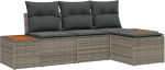 Model3348060 4-osaline aia diivan komplekt koos pehmendusega Grey Poly Rattan Acacia Garden Lounge