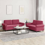 2-TLG. Sofagarnitur mit Kissen Diivan Wohnzimmer Sitzgruppe Wohnzimmer Diivan Set Sofas F&uuml;R Wohnzimmer Weinrot Samt - 3202214