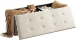 WOLTU Bench with Storage Space, 110 cm, Chest with Storage Space, 118 L, Foldable, Seat Box, Storage Box, Foldable, Bed Bench, Bedroom, Load Capacity up to 300 kg, Made of Velvet, Cream White