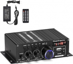 Bluetooth Amplifier HiFi Stereo Amplifier Max 800 W 2 Channel Mini Audio Amplifier 40WX2 Class D Amplifier Digital Power Amplifier with Bass Treble Tuner for PC Home Cinema 12 V