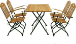 DEGAMO T&ouml;lz Kurgarten Folding Set 5-Piece Steel Green + Robinia
