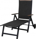 Grand patio kokkupandav p&auml;ikesevoodi, alumiiniumist aia lamamistool 6-suunalise reguleeritavaga, v&otilde;rkkangas, ilmastikukindel, lamamistool r&otilde;dule, terrassile (must)