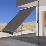 QUICK STAR Clamp Awning 250 x 130 cm Grey Balcony Awning Sun Protection Patio Canopy Height Adjustable from 200 - 290 cm Awning Balcony No Drilling Required