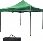 BAKAJI Gazebo 3 x 3 m Foldable Polyester Fabric Waterproof Metal Frame Lockable with Accordion Portable Market Garden and Transport Bag (Green)