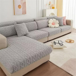 KNVSS Sofa Cover, Sofa Seat Cushion Cover, High Stretch Jacquard Seat Cushion Protector Sofa Seat Cover, Non-Slip Couch Cover, Cover for Sofa Seat Cushion (Grey, 3-Seater)