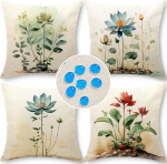 Cirzone Outdoor padjakate komplekt 4 padjakatet 45 x 45 cm Dekoratiivne elutoa linasest riidest dekoratiivse elutoa, aia, r&otilde;du jaoks.