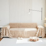 VM VOUGEMARKET Paks k&uuml;&uuml;likukarusnahast diivanikate, libisemiskindel soe pehme pehme hubane kohev pluusne diivanikate m&ouml;&ouml;bli kaitsja lastele lemmikloomadele (khaki, 71 x 118 tolli)