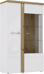 FORTE Tuluza vitriinkapp 1 ukse ja 1 klaasuksega, komposiitpuit, valge kombineeritud Artisan Tamme ja valge l&auml;ikega, 98,5 x 164 x 43,2 cm