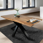 SAM Tim s&ouml;&ouml;gilaud 140 x 80 cm naturaalset v&auml;rvi akaatsiapuidust &Auml;mblikraam metallist must