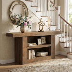 Lailang 63-tolline konsoollaud, rustikaalne diivanilaud, 3-tasandiline sisenemislaud, puidust koridorilaud, diivanilaud elutuppa, kitsas sissep&auml;&auml;sulaud, 63 x 8 x 31 tolli, pruun