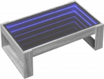vidaXL kohvilaud, Infinity LED-iga k&uuml;ljelaud, diivanilaud, kohvilaud elutuppa, teelaud, elutoa laud, hall Sonoma puitmaterjalist klaas
