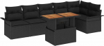 7-teiliges Garten-Sofa-Set mit Kissen Schwarz Poly Rattan Gartenlounge Model3358081