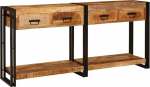 Flurtisch, Beistelltisch, Sofatisch Schmal, Konsolen Tische mit Schubladen 2 pcs Braun Massives Mangoholz, Beistelltisch f&uuml;r Wohnzimmer, Flur, Eingang, Stabil