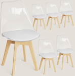 S&ouml;&ouml;gitoa toolid komplekt 6 l&auml;bipaistva seljatoega ja t&auml;ispuidust jalad valmistatud p&ouml;&ouml;gist, k&ouml;&ouml;gitoolid polsterdatud toolid valge mugava istmepehmendusega s&ouml;&ouml;gitoa k&ouml;&ouml;ki