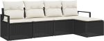 5-teiliges Garten Sofa Set mit Kissen Schwarz Poly Rattan, 2-Sitzer Garten Sofa mit Stauraum & Kissen Schwarz Poly Rattan Gartenlounge Model3355006