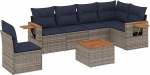 Garten-Sofagarnitur Set Grau PE-Rattan Eck- & Mittelsofa 55x55 cm - Outdoor Lounge Model3226866