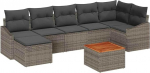 8-teiliges Garten-Sofaset mit Kissen Grau Poly-Rattan Akazie Gartenlounge Model3347860