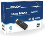 Edision Nano T265+ maapealse DVB-T2 ja kaabli DVB-C HDMI dongle vastuv&otilde;tja, H265 HEVC, FTA, Full HD, PVR, USB, HDMI, IR, USB WiFi tugi, universaalne 2-in-1 kaugjuhtimispult, must