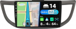 BXLIYER Android 14 - [Sisseehitatud DAB] - IPS autoraadio Honda CRV (2012-2016) - Traadita Carplay/Android auto - 4G + 64G - Kaamera + mikrofon - 10,1-tolline 2 DIN - roolijuhtimispult DSP Fast Boot 360-CAM