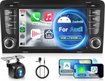 8 Core 4G + 64G Androidi autoraadio Audi A3 2003-2012 / S3 2006-2012 / RS3 2011-2012 traadita Carplay Android autoga, Hodozzy 7-tolline puuteekraan koos navigatsiooniga WiFi Bluetooth FM / RDS DSP SWC +
