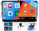 CAMECHO 2+64G Android 13 autoraadio traadita Carplay koos navigatsioonis&uuml;steemiga VW Passat B6 B7 B7 Golf 5 6 Jetta T5 Polo Touran Caddy Sharan Seat 9-tolline auto Bluetooth raadio koos WiFi FM Android autoga