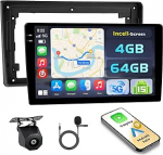Hikity Android 15 4+64G autoraadio Audi A4 (B7) 2004-2008 9-tollise Incell puuteekraaniga, autoraadio 2DIN traadita Carplay Android autoga, FM/RDS raadio BT GPS WiFi tagurduskaamera + mikrofon