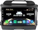 SXAUTO [Sisseehitatud 4G / DAB] Android 15-6G+128G - Autoradio Kia Sportage (2010-2015) - Sisseehitatud Carplay / Android Car - Kaamera + MIC - DSP 360-CAM roolijuhtimine Fast Boot HDMI -2 DIN IPS 9