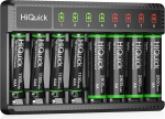 HiQuick akulaadija 4 AA patareiga ja 4 AAA patareiga, AA AAA patareide laadija, NI-MH NI-CD AA/AAA aku jaoks, 8 laadimiskohta koos LED-ekraaniga laadijaga