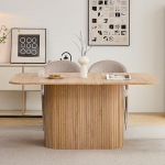 EGOONM Rectangular Dining Table (160 x 90 x 75 cm), Kitchen Table with MDF Table Top (Wood Grain), Ideal for Dining Room, Kitchen, Restaurant, Office (Natural Grain)