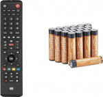 One For All Toshiba TV pult - t&ouml;&ouml;tab k&otilde;igi Toshiba TV/Smart TV-dega - ideaalne teleri asenduspult - URC1919 & Amazon Basics AAA leelispatareid, v&otilde;imsad, 1,5 V, 20 tk.