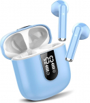 Jesebang Bluetooth k&otilde;rvaklapid, traadita Bluetooth 5.3, &uuml;likerged k&otilde;rvaklapid HD-mikrofoniga, suurep&auml;rane heli muusika voogesitus kuni 30 tundi, LED-ekraan, IP7 veekindel, sinine