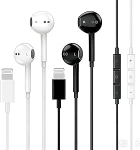 Kabelgebundene iPhone-Ohrh&ouml;rer, kompatibel mit iPhone 14/13/12/11/8/7/X/Pro/Pro/Pro Max iPad, Apple-MFi-zertifizierte In-Ear-Kopfh&ouml;rer, Wei&szlig; und Schwarz, 2 St&uuml;ck