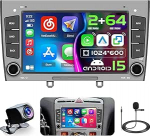 Hikity 2G + 64G Androidi autoraadio Peugeot 408 2010-2024 koos Carplay Android Car Wireless, 9-tolline puuteekraaniga navigatsioon GPS WiFi Bluetooth raadio RDS/FM MirrorLink + tagurduskaamera + MIC