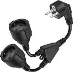 L&uuml;hike 90-kraadine Schuko, 2-in-1 mitme pistikupesa adapter