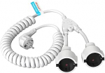 Pikenduskaabel, spiraalkaabel, 3 m max, kaitsekontakt-spiraalkaabel, veniv, IP20 pikenduskaabel 2-poolsete pistikupesadega, topelt Schuko pistik 3 x 1,0 mm&sup2; (230 V/16 A)