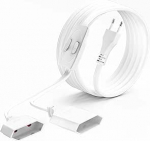 Pikenduskaabel, 7 m toitekaabli pikendus, lame toitepistik l&uuml;litiga, 2 in 1 C-t&uuml;&uuml;pi pikenduskaabel, 0,75 mm&sup2; Max. 2,5 A/250 V, kodu, arvuti, teler, valge