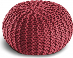 casamia Pouf Knitted Stool Floor Cushion Diameter 55 or 45 cm Premium Outdoor Sustainable Size Diameter 45 cm Colour Rust Brown Ruby Wine