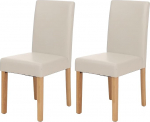 Mendler Littau Set of 2 Dining Chairs / Kitchen Chairs / Leather / White with Light Legs