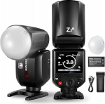 NEEWER Z2-C 2.4G TTL Round Head Flash Speedlite Compatible with Canon Cameras, Studio Photography Light, 76Ws 1/8000s HSS, Diffuser, 2 Modelling Lamps, TTL/M Toggle Key, 3000 mAh, 600 Full Power Flash