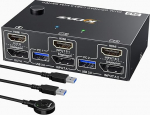 Displayport + HDMI KVM Switch 2 PC 2 monitori 4K @ 60Hz, MLEEDA Dual Monitor KVM Switch 4 USB 3.0 porti 2 PC jagamiseks 2 monitorile ja klaviatuurile hiirele printerile, kaabli kaugjuhtimispult, USB-kaabel