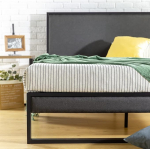 Zinus Christina 36 cm Padded Bed Frame Platform Bed, Headboard, Wooden Slatted Frame, Easy Assembly, 180 x 200 cm, Grey