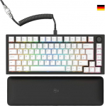 GLORIOUS Gaming GMMK PRO 75% - Modulaarne mehaaniline m&auml;nguklaviatuur, TKL, baasstruktuur 1,5 kg, t&auml;ielikult reguleeritav, spiraalkaabel, randmetugi, PBT klaviatuurid - Saksa QWERTZ omistus - must