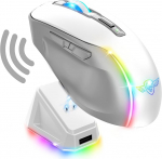 Spirit of Gamer - Elite M50 Artic, traadita m&auml;nguhiir RGB 8000 DPI, 6 programmeeritavat nuppu, Bluetooth ja 2,4 GHz &uuml;hendus, pikk aku kestab 90 tundi, RGB laadimisjaam, valge