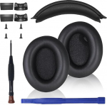 Adhiper asendusk&otilde;rvaklapid + peapael Sony WH-1000XM4 (WH1000XM4) m&uuml;rasummutusega k&otilde;rvaklappide jaoks, pehme valgu nahast k&otilde;rvapadjad ja Snap Lock Design k&otilde;rvapadi (must)