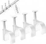 Kabel-Clips, wei&szlig;, 100 St&uuml;ck, 10 mm, runde Kabel-Clips, Drahtclips f&uuml;r Kabel, Wanddraht, ordentlicher Halter f&uuml;r Zuhause, B&uuml;ro, Auto, Desktop, PC, TV, Computer, Kabelmanagement