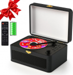 Gueray kaasaskantav Bluetooth CD-m&auml;ngija koos k&otilde;laritega 3600 mAh laetav Vintage CD-m&auml;ngija koju Retro CD-m&auml;ngijad FM-raadio kaugjuhtimispuldiga toetab USB AUX (must)