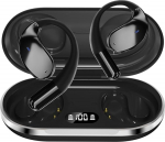 Juhtmevabad Bluetooth spordik&otilde;rvaklapid Bluetooth 5.4 tehnoloogiaga, avatud k&otilde;rvakonksu disain, v&otilde;imas bass, ENC m&uuml;rasummutus, IP54 veekindel, 60 tundi m&auml;nguaega (must)