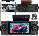 NHOPEEW 2K 4-kanaliline 360&deg; Dash Cam - 3-tolline Dash Cam autode jaoks, millel on 4 kaamerat, loop-salvestuse tugi, G-sensorid, WiFi rakenduse &uuml;hendus, &ouml;ine n&auml;gemine ja 24-tunnine parkimise j&auml;lgimine.
